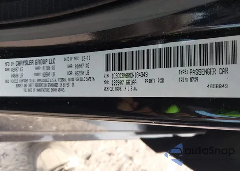 2012 Chrysler 200 Lx from USA, damaged, VIN 1C3CCBAB0CN184349